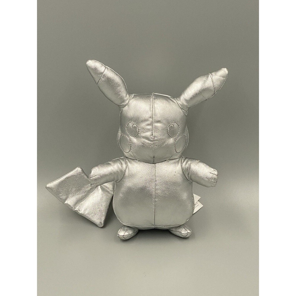 Pikachu Pokemon 25th Anniversary Celebration 8" Silver Platinum 2021 Plush READ